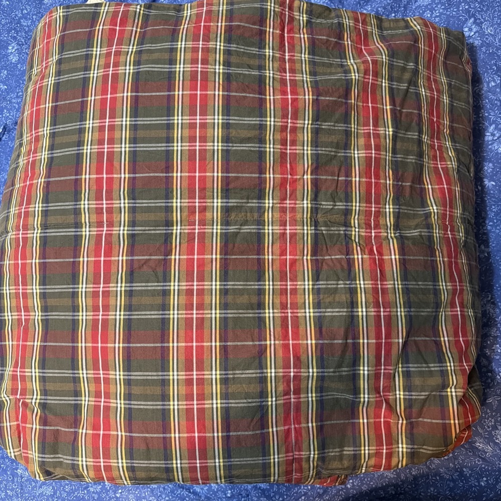 Ralph Lauren Home Queen Plaid Comforter Embroidered EST 1967 Cotton Red Green - Picture 10 of 16